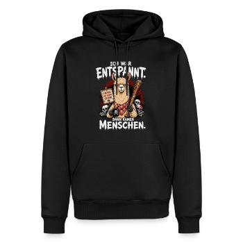 Ich War Entspannt Dann Kamen Menschen Lama - Männer Premium Bio Hoodie - Schwarz - Vorne - Nico (187cm)