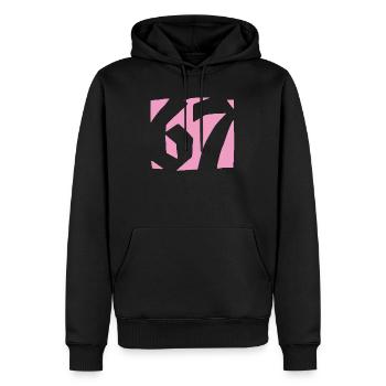 67 Minimal Streetwear Trend Design - Männer Premium Bio Hoodie - Schwarz - Vorne - Nico (187cm)