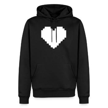 Weißes Herz weiß Pixelherz Geschenk  - Männer Premium Bio Hoodie - Schwarz - Vorne - Nico (187cm)