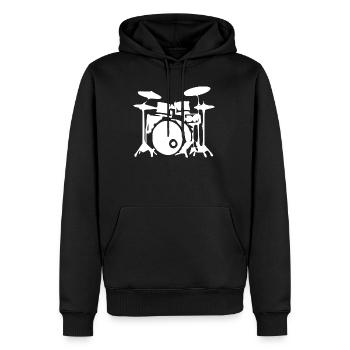 Batteur Batteur Batteur Offert - Sweat à capuche Premium bio Homme - noir - Devant - Nico (187cm)