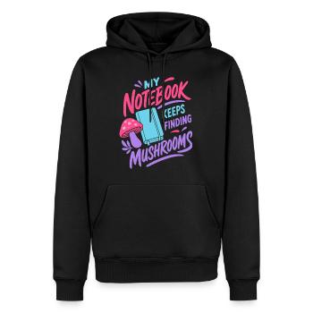 Notizbuch findet immer Pilze - Männer Premium Bio Hoodie - Schwarz - Vorne - Nico (187cm)