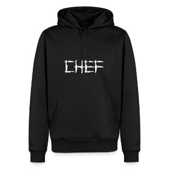 Chef Couteau Cuisinier Idée Cadeau Drôle - Sweat à capuche Premium bio Homme - noir - Devant - Nico (187cm)