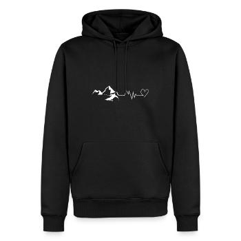 Heart - Heartbeat - Montagne - Ski - (7) - Sweat à capuche Premium bio Homme - noir - Devant - Nico (187cm)
