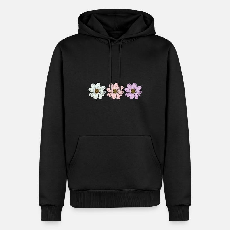 Fleur fleur pastel fleurs fleurs pastel lilas - Sweat à capuche Premium bio Homme - noir