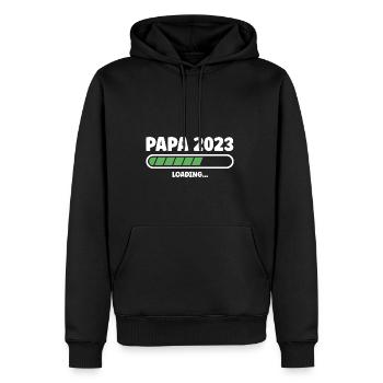 Papa 2023 Papa Fête des pères - Sweat à capuche Premium bio Homme - noir - Devant - Nico (187cm)