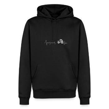 Herzschlag - Traktor - (3) - Männer Premium Bio Hoodie - Schwarz - Vorne - Nico (187cm)