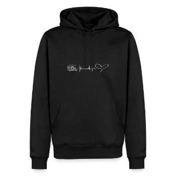 Herz - Herzschlag - Wohnwagen - (12) - Männer Premium Bio Hoodie - Schwarz - Vorne - Nico (187cm)