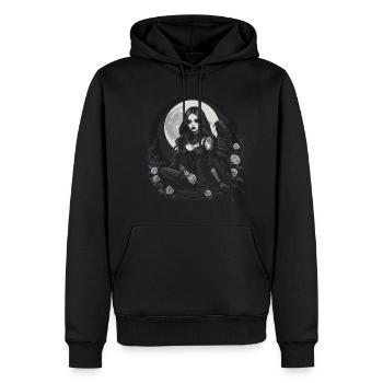 dark wave design - Men’s Premium Organic Hoodie - black - Front - Nico (187cm)