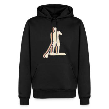 Stand Up Paddle SUP Retro Line Art - Sweat à capuche Premium bio Homme - noir - Devant - Nico (187cm)