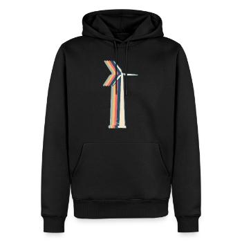 Windturbine Techniker Retro Line Art - Männer Premium Bio Hoodie - Schwarz - Vorne - Nico (187cm)