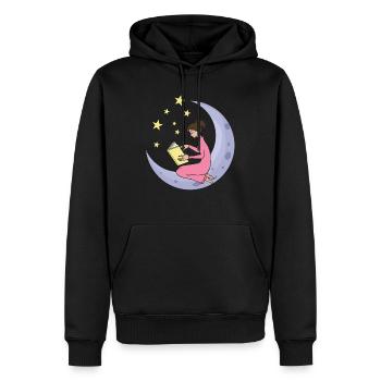 la lune étoiles filles femme apprendre le livre - Sweat à capuche Premium bio Homme - noir - Devant - Nico (187cm)