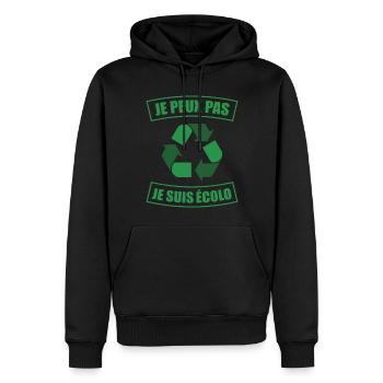 cadeau pour écolo | écologie recyclage vert bio - Sweat à capuche Premium bio Homme - noir - Devant - Nico (187cm)