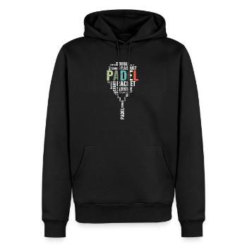 Raquette de padel vintage Wordcloud Padel - Sweat à capuche Premium bio Homme - noir - Devant - Nico (187cm)