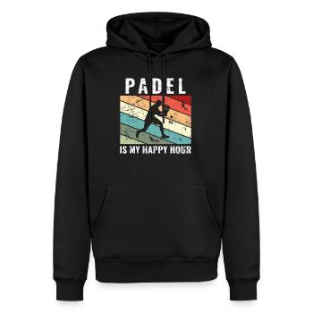 Padel is my happy hour Lustiges Padel - Männer Premium Bio Hoodie - Schwarz - Vorne - Nico (187cm)