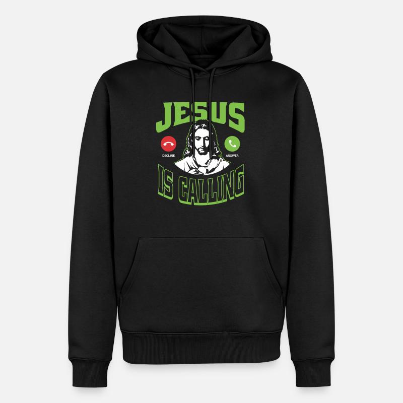 Jesus ruft - Männer Premium Bio Hoodie - Schwarz