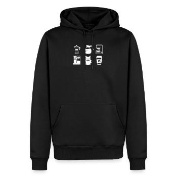 Café Avec Un Chat Dans Une Tasse Et Un Café - Sweat à capuche Premium bio Homme - noir - Devant - Nico (187cm)