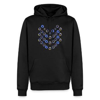 Roundy Wax blau gelb Blumen T-Shirts Sweatshirt - Männer Premium Bio Hoodie - Schwarz - Vorne - Nico (187cm)