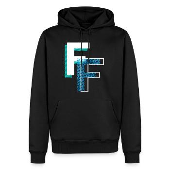 Buchstabe F - Männer Premium Bio Hoodie - Schwarz - Vorne - Nico (187cm)