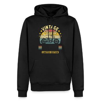 Moto Motard Anniversaire Année Personnalisable - Sweat à capuche Premium bio Homme - noir - Devant - Nico (187cm)