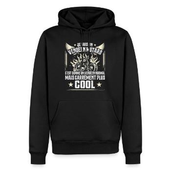 Carrément Plus Cool Vendéen Motard Cadeau Moto - Sweat à capuche Premium bio Homme - noir - Devant - Nico (187cm)