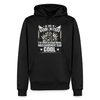 Carrément Plus Cool Basque Motard Cadeau Moto - Sweat à capuche Premium bio Homme - noir - Devant - Nico (187cm)