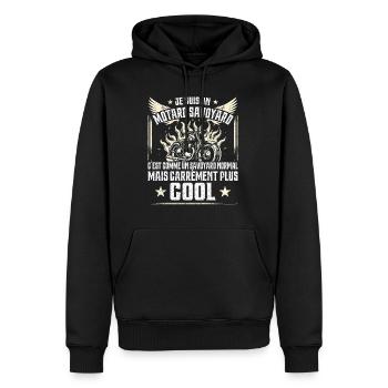 Carrément Plus Cool Motard Savoyard Cadeau Moto - Sweat à capuche Premium bio Homme - noir - Devant - Nico (187cm)