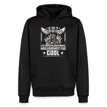 Carrément Plus Cool Motard Suisse Cadeau Moto - Sweat à capuche Premium bio Homme - noir - Devant - Nico (187cm)