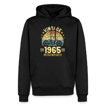 Année Millésime 1965 Motard 60 Ans Anniversaire - Sweat à capuche Premium bio Homme - noir - Devant - Nico (187cm)