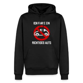 gegen E-Auto mit Strom Anti Elektroauto - Männer Premium Bio Hoodie - Schwarz - Vorne - Nico (187cm)