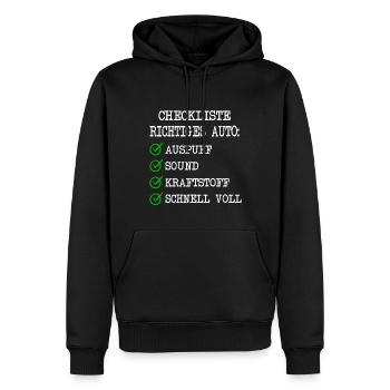 Anti Elektroauto gegen E-Auto mit Strom - Männer Premium Bio Hoodie - Schwarz - Vorne - Nico (187cm)