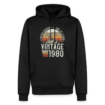 1980 Vintage Born Cadeau d’anniversaire - Sweat à capuche Premium bio Homme - noir - Devant - Nico (187cm)