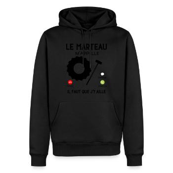 Marteau Sport Cross Training Cadeau Entrainement - Sweat à capuche Premium bio Homme - noir - Devant - Nico (187cm)
