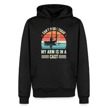 Retro Lustiges Angel-Wortspiel für Angler oder Fischer - Männer Premium Bio Hoodie - Schwarz - Vorne - Nico (187cm)