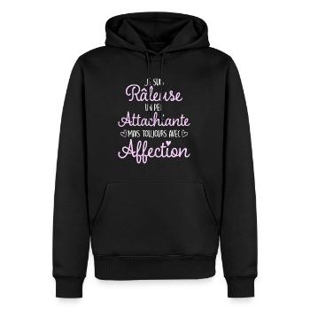 Madame Attachiante Humour Femme Raleuse - Sweat à capuche Premium bio Homme - noir - Devant - Nico (187cm)