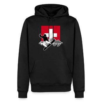 Snowboarding - Swiss Flag - Männer Premium Bio Hoodie - Schwarz - Vorne - Nico (187cm)