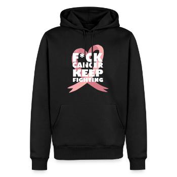 continuer à lutter contre le cancer du sein rose - Sweat à capuche Premium bio Homme - noir - Devant - Nico (187cm)