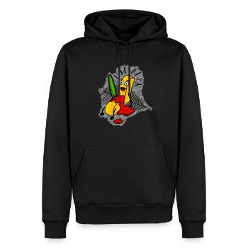 Français frites | frites | Drôle de frites Drame - Sweat à capuche Premium bio Homme - noir - Devant - Nico (187cm)