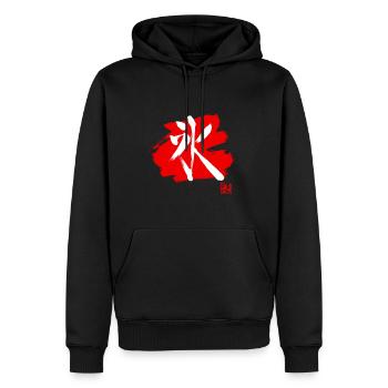 Eis-Kanji Rot - Männer Premium Bio Hoodie - Schwarz - Vorne - Nico (187cm)