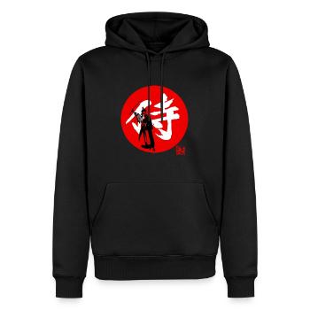 Samurai Kanji Rot - Männer Premium Bio Hoodie - Schwarz - Vorne - Nico (187cm)