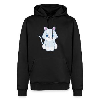Chat blanc - Sweat à capuche Premium bio Homme - noir - Devant - Nico (187cm)