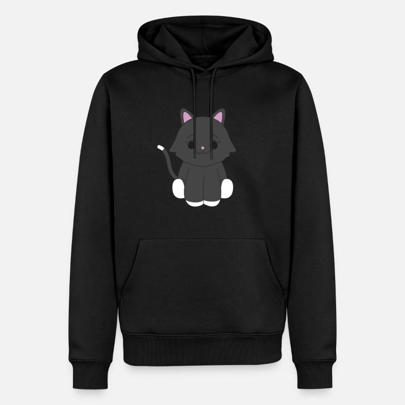 Schwarze Katze - Männer Premium Bio Hoodie - Schwarz