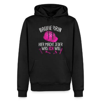 Bauherrin Lustiger Spruch Geschenk Geschenkidee - Männer Premium Bio Hoodie - Schwarz - Vorne - Nico (187cm)