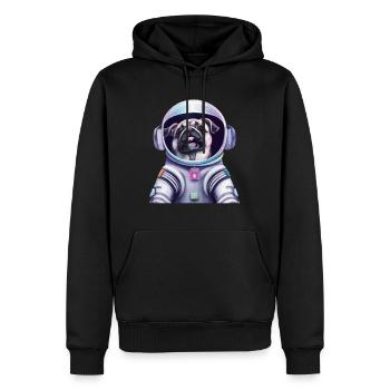 Mops Hund im Raumanzug Lustige Geschenkidee - Männer Premium Bio Hoodie - Schwarz - Vorne - Nico (187cm)