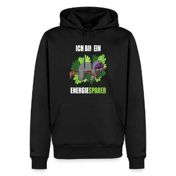 Faultier Ich bin ein Energiesparer Spruch - Männer Premium Bio Hoodie - Schwarz - Vorne - Nico (187cm)