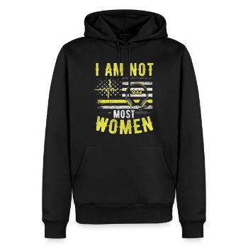 Ich bin nicht x die meisten Frauen - x Dispatcher - Männer Premium Bio Hoodie - Schwarz - Vorne - Nico (187cm)