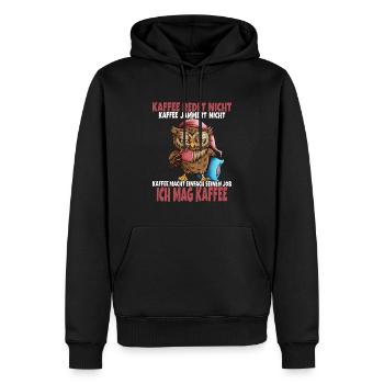 Eule Kaffee Morgenmuffel Langschläfer Frühstück - Männer Premium Bio Hoodie - Schwarz - Vorne - Nico (187cm)