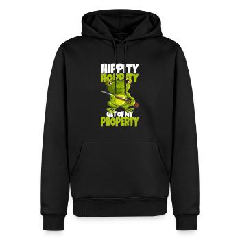 Mauvaise grenouille disant en bas de ma propriété - Sweat à capuche Premium bio Homme - noir - Devant - Nico (187cm)