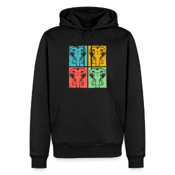 Éléphant Pop Art Animal - Sweat à capuche Premium bio Homme - noir - Devant - Nico (187cm)