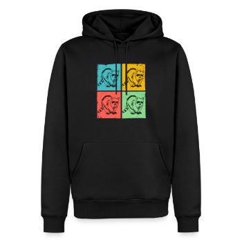 Raton laveur Pop Art Animal - Sweat à capuche Premium bio Homme - noir - Devant - Nico (187cm)