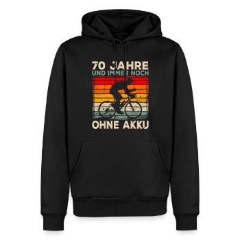 70. Geburtstag 70 Jahre Ohne Akku Fahrrad - Männer Premium Bio Hoodie - Schwarz - Vorne - Nico (187cm)
